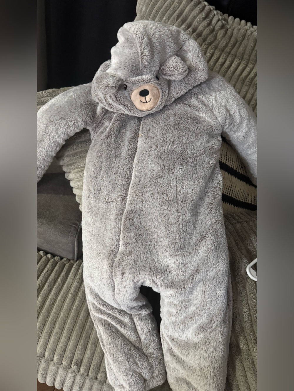 Koala Kids Plush Bear Hooded Baby Romper in Brown